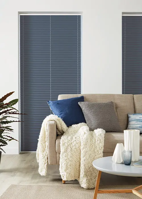 Cordless cellular blinds in window