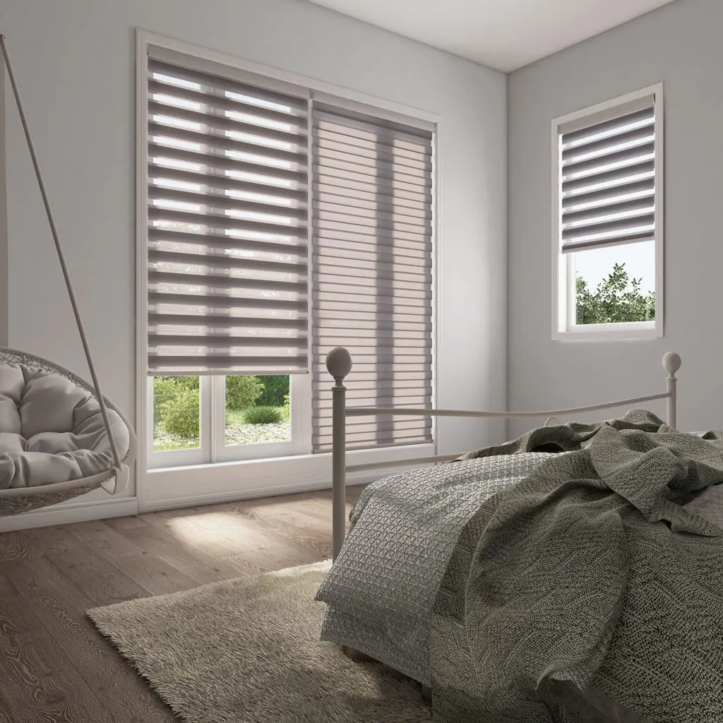 Motorised vision blind fitted to a large living room window