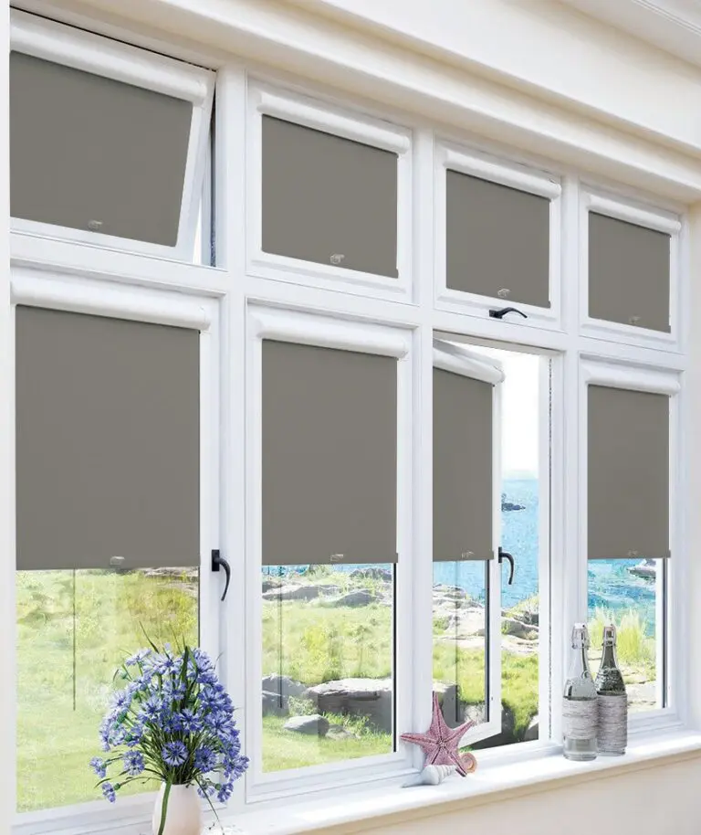 Roman blind partially lowered to control light in a room